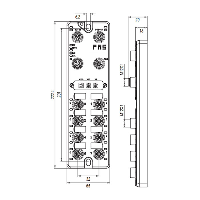 支持PROFIBUS-DP協(xié)議 主站、8端口、IO-Link Master、M12接口、?4×IO-Link & 8×DI / DO；當常規(guī)DIO接口時：16× DI / DO 、003B31